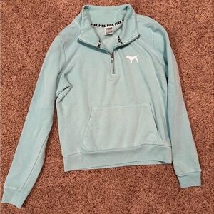 Victoria's Secret PINK Aqua Quarter-Zip Sweatshirt XS